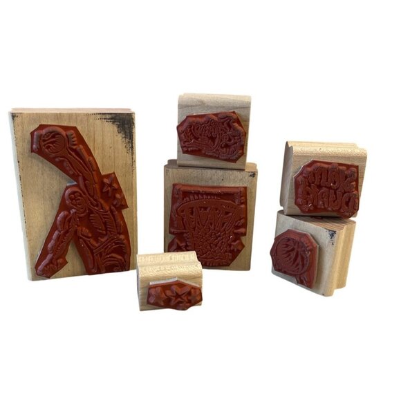 Stampin Up! Slam Dunk Rubber Stamp Set Basketball Sports Theme 2003 Wood Mounted - Picture 2 of 3